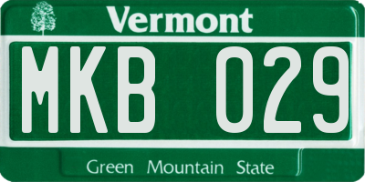 VT license plate MKB029