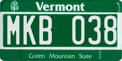 VT license plate MKB038