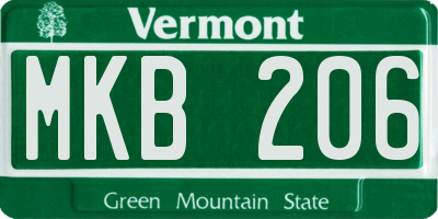 VT license plate MKB206