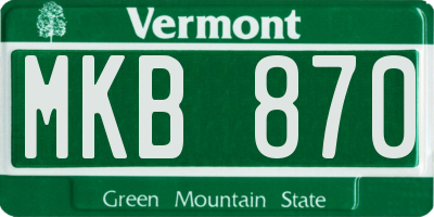 VT license plate MKB870