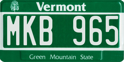 VT license plate MKB965