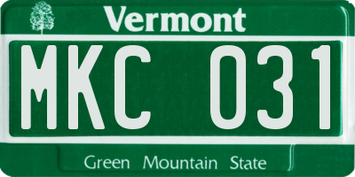 VT license plate MKC031
