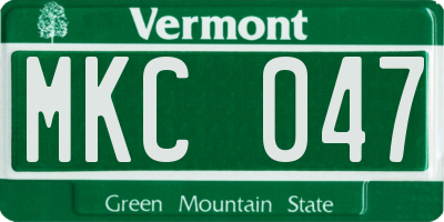 VT license plate MKC047