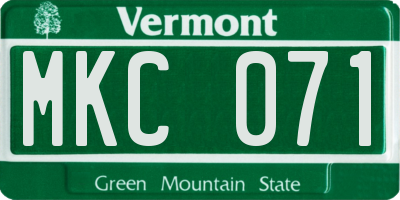 VT license plate MKC071
