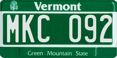 VT license plate MKC092