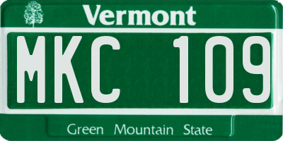 VT license plate MKC109