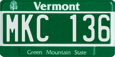 VT license plate MKC136