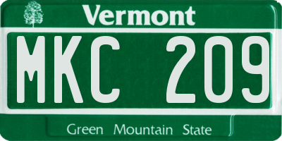 VT license plate MKC209