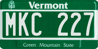 VT license plate MKC227