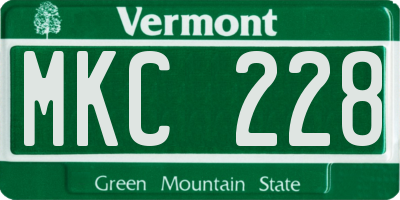 VT license plate MKC228