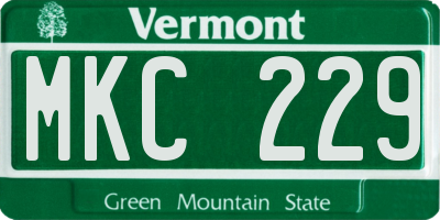 VT license plate MKC229