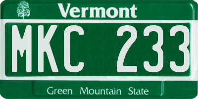 VT license plate MKC233