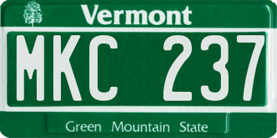 VT license plate MKC237