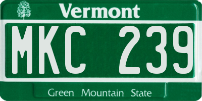 VT license plate MKC239