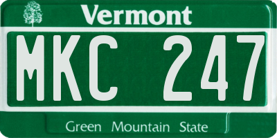 VT license plate MKC247