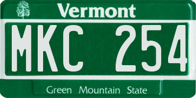 VT license plate MKC254