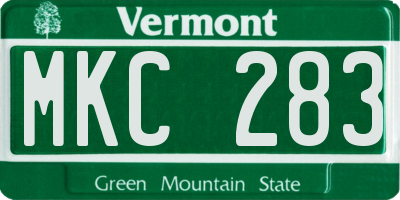 VT license plate MKC283