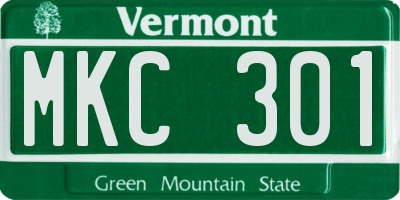 VT license plate MKC301