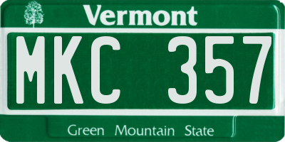 VT license plate MKC357