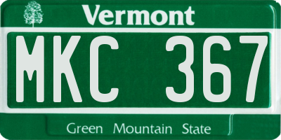 VT license plate MKC367