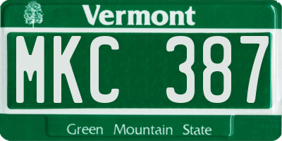 VT license plate MKC387