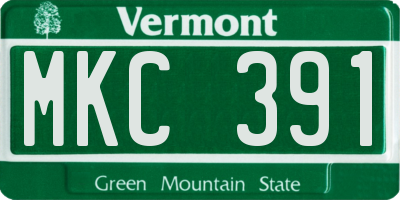 VT license plate MKC391