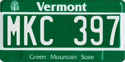 VT license plate MKC397