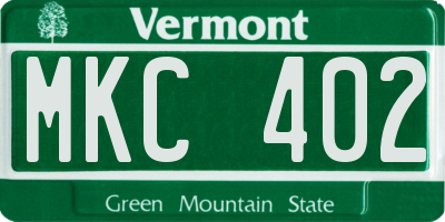 VT license plate MKC402