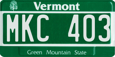 VT license plate MKC403
