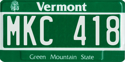 VT license plate MKC418