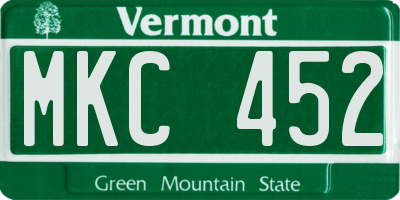 VT license plate MKC452