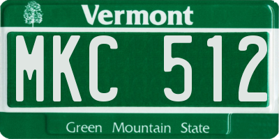 VT license plate MKC512