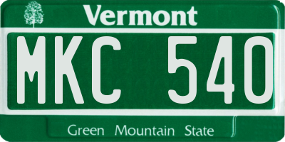 VT license plate MKC540