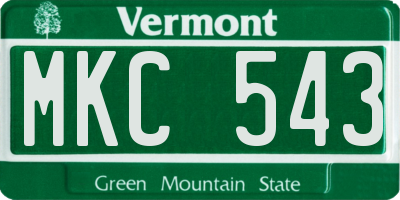 VT license plate MKC543