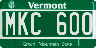 VT license plate MKC600