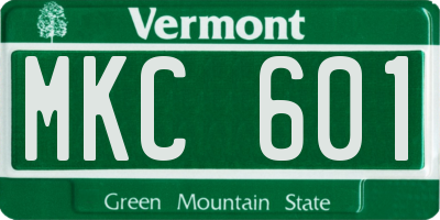 VT license plate MKC601
