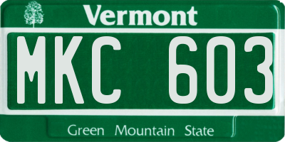 VT license plate MKC603