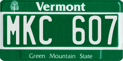 VT license plate MKC607