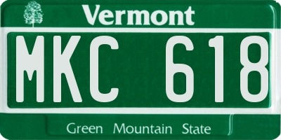 VT license plate MKC618