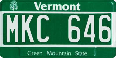 VT license plate MKC646