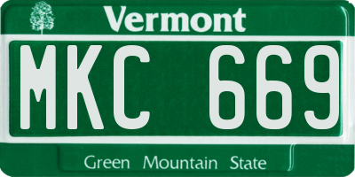 VT license plate MKC669