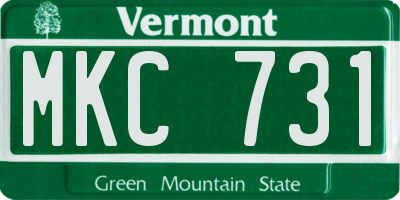 VT license plate MKC731