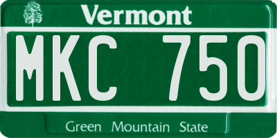 VT license plate MKC750