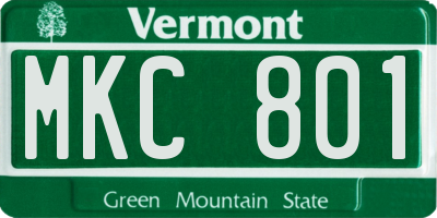 VT license plate MKC801