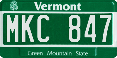 VT license plate MKC847