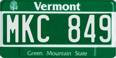 VT license plate MKC849
