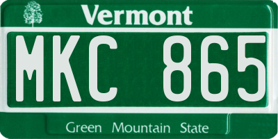VT license plate MKC865