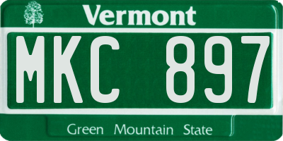 VT license plate MKC897