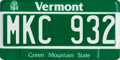 VT license plate MKC932