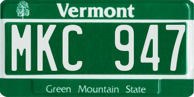 VT license plate MKC947